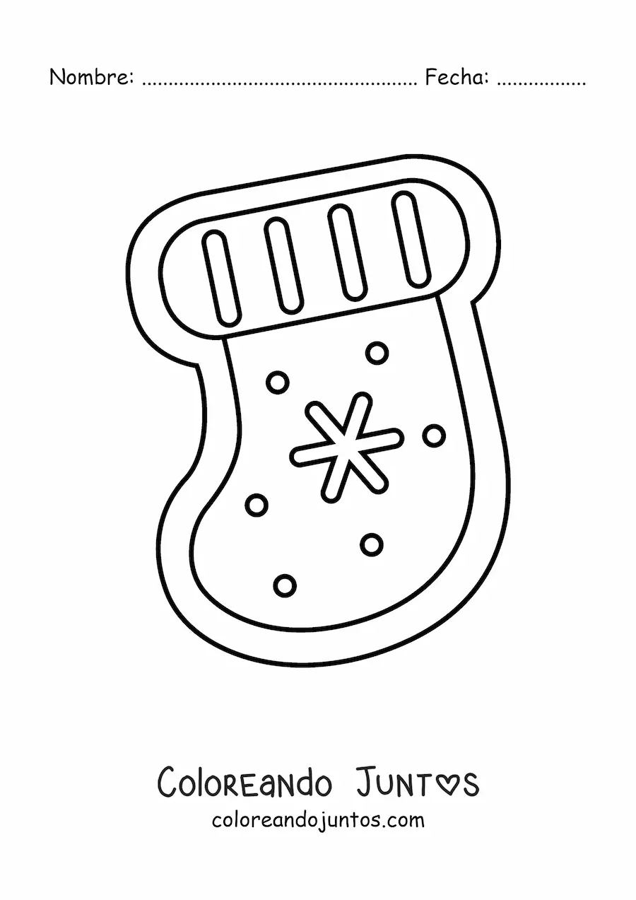 Imagen para colorear de galleta con forma de bota de Navidad