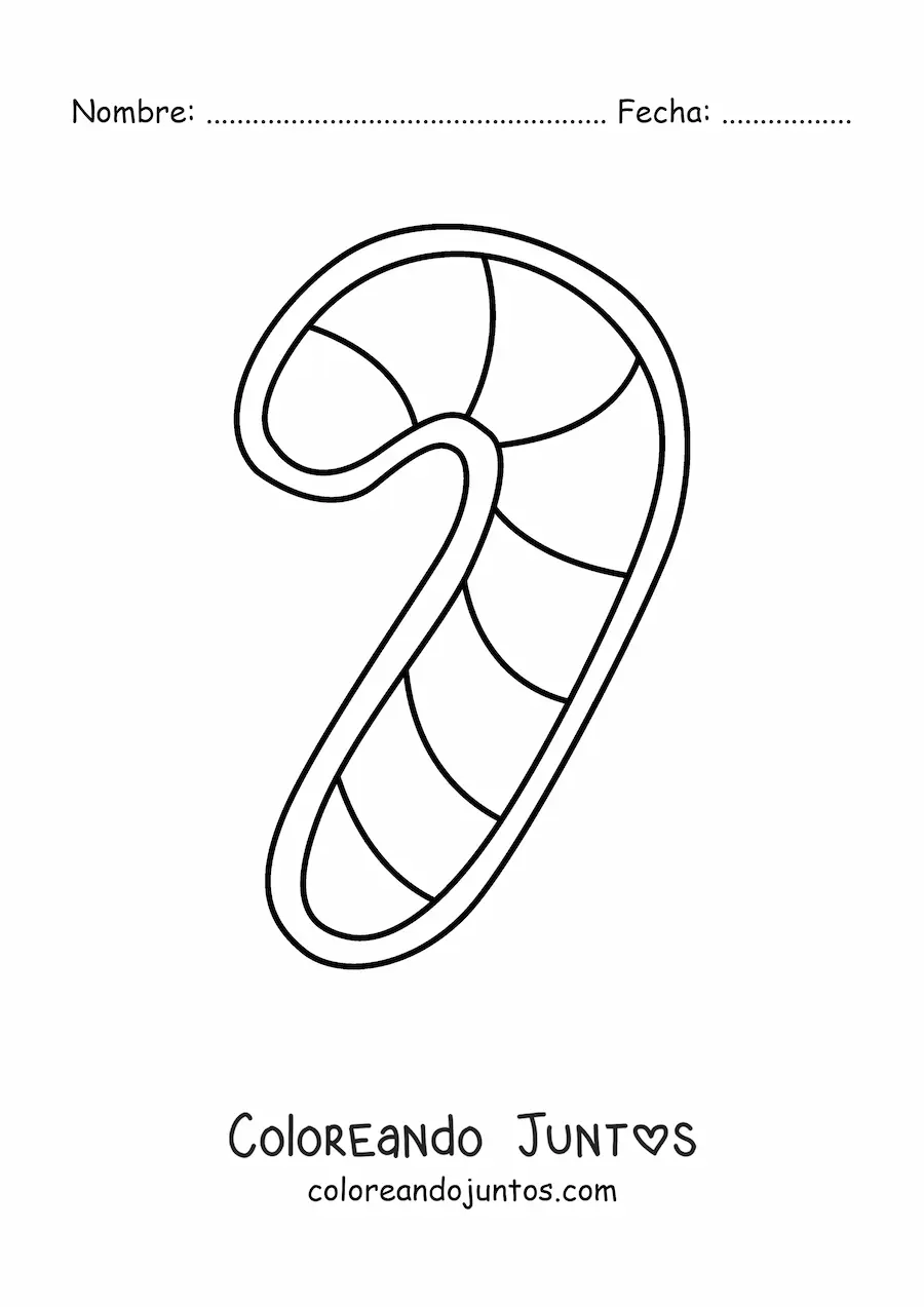Imagen para colorear de galleta con forma de bastón de caramelo