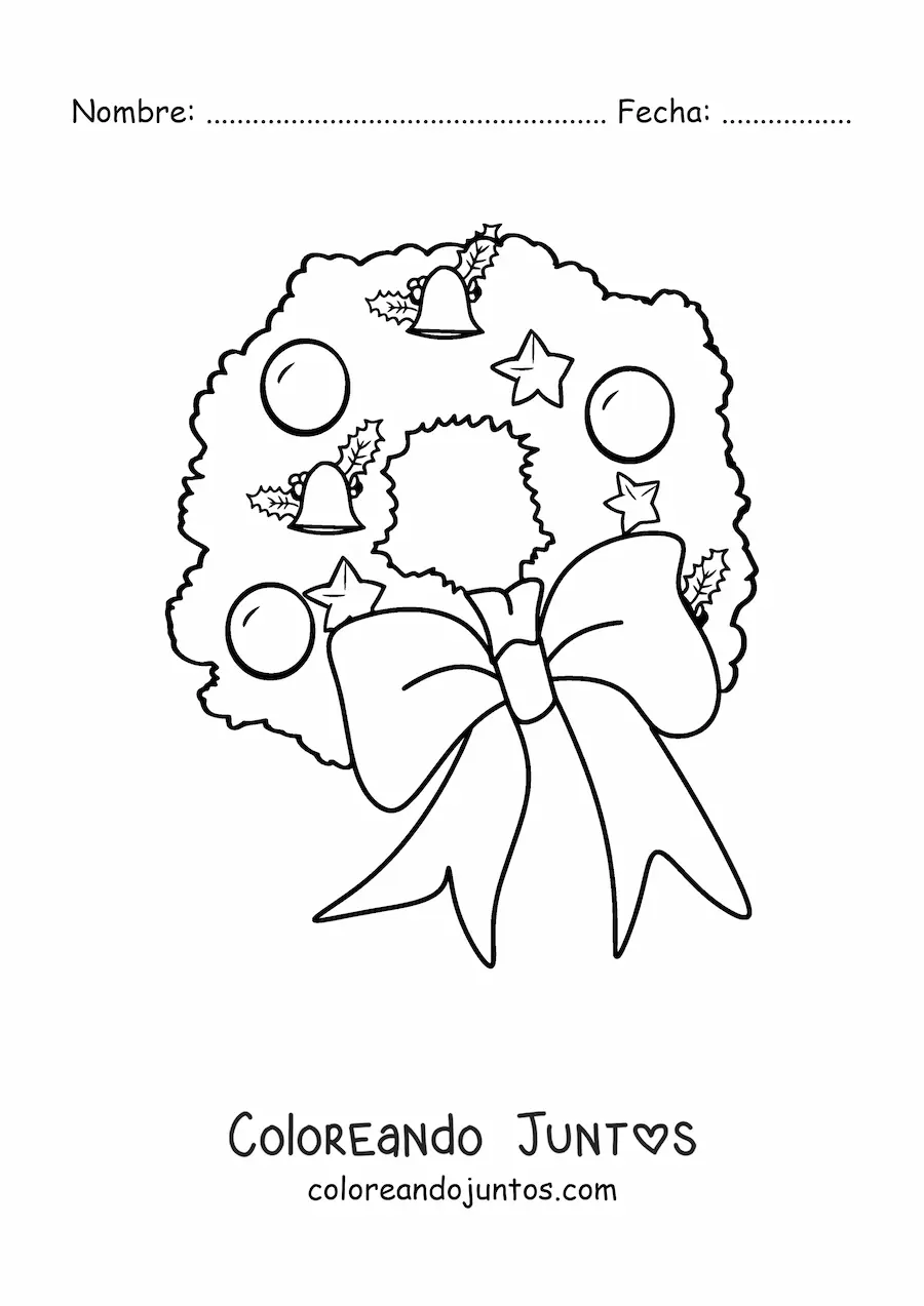 Imagen para colorear de corona de Navidad grande