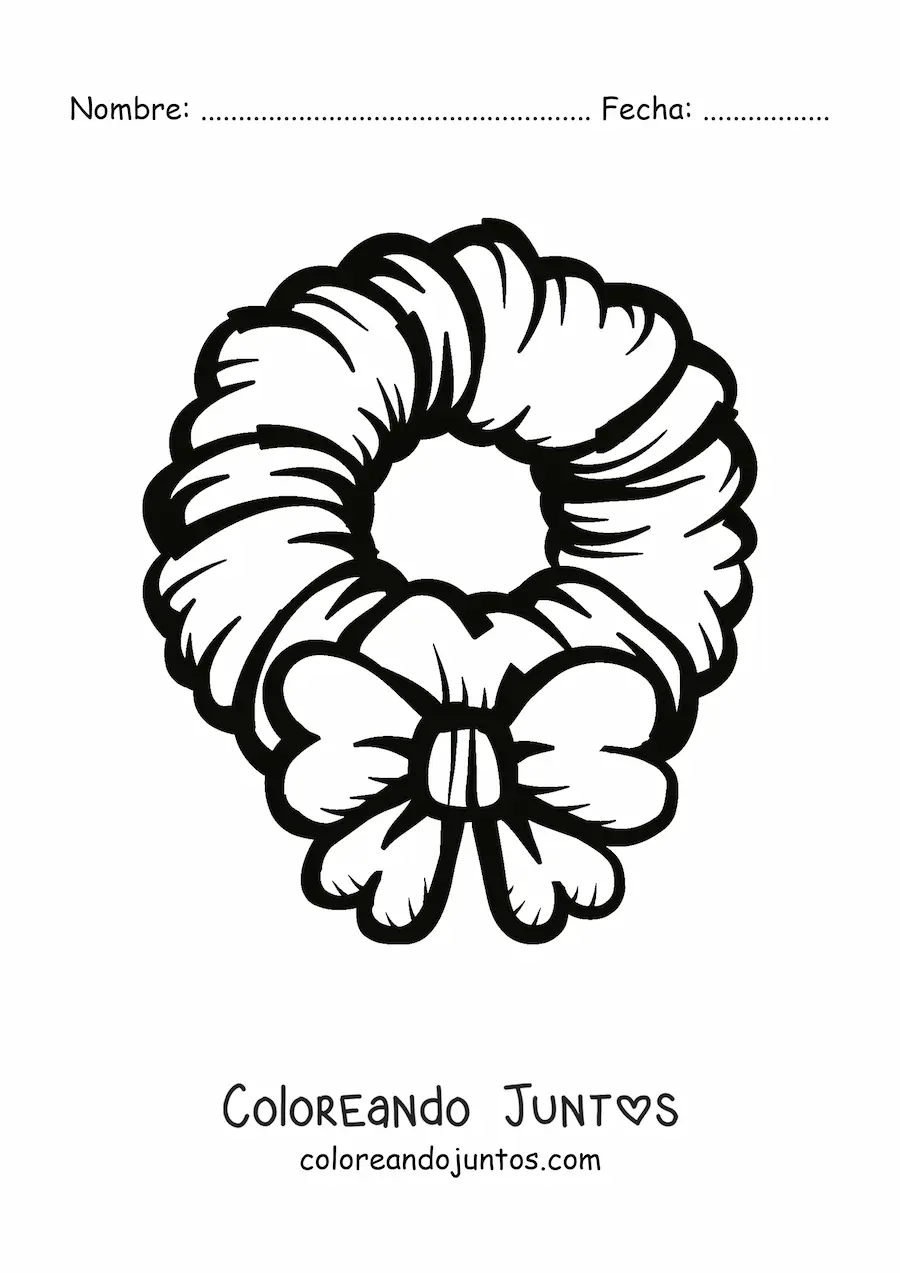 Imagen para colorear de corona de Navidad grande con lazo