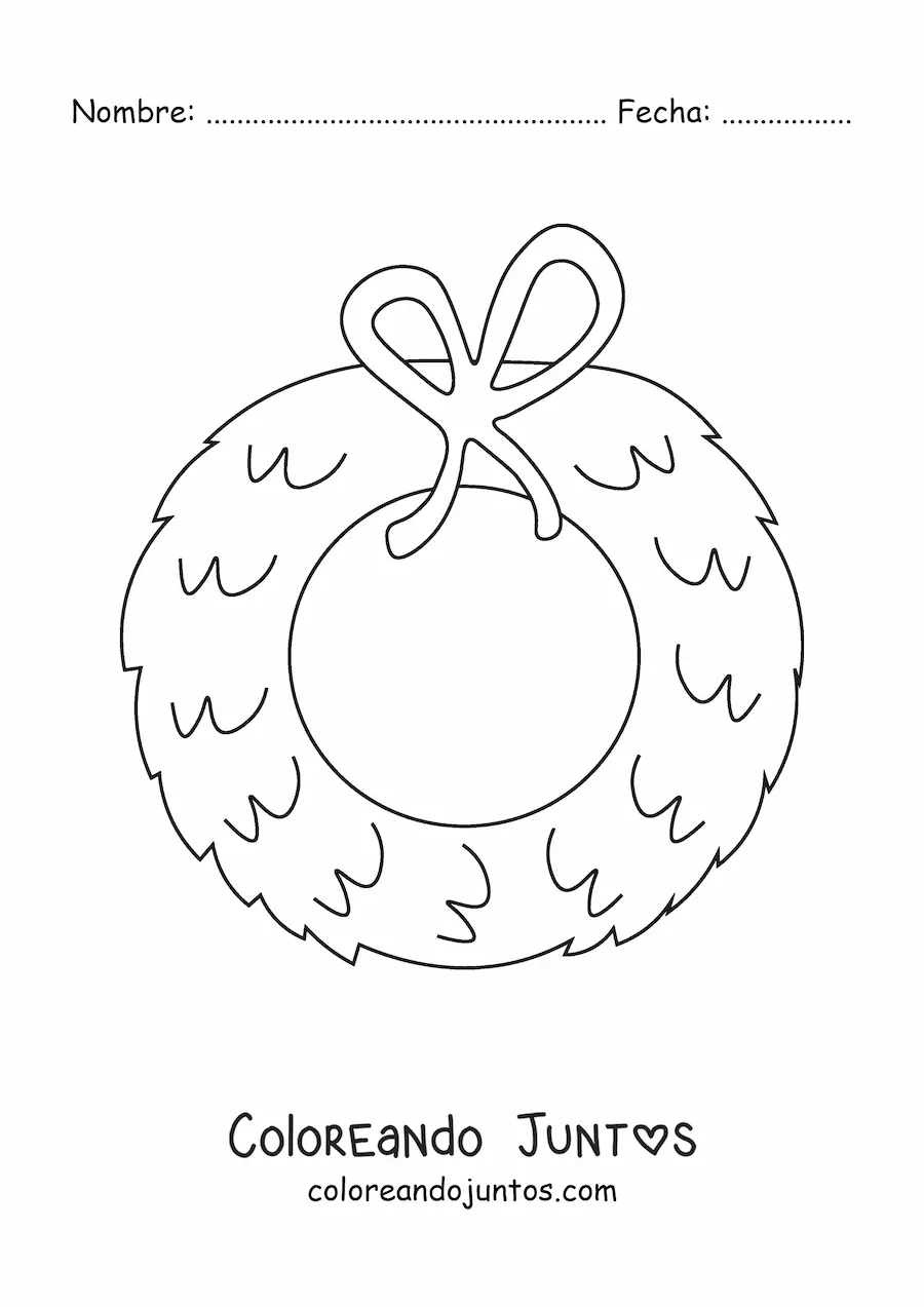 Imagen para colorear de corona de Navidad sin decorar