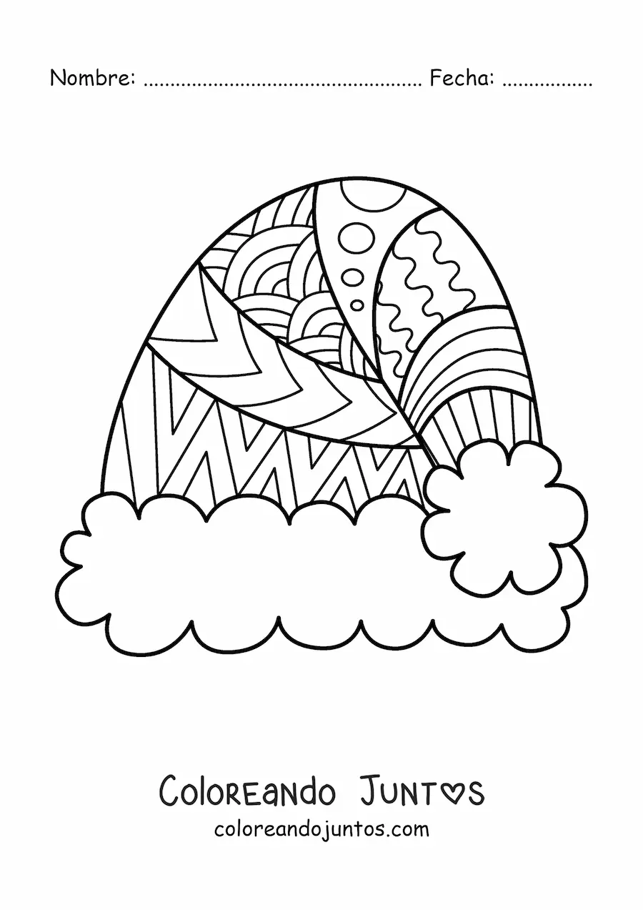 Imagen para colorear de gorro de Navidad con mandala