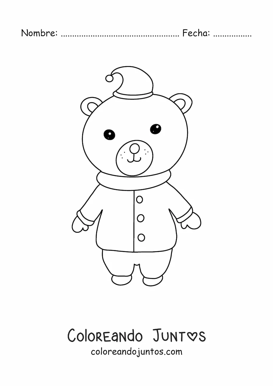 Imagen para colorear de oso navideño