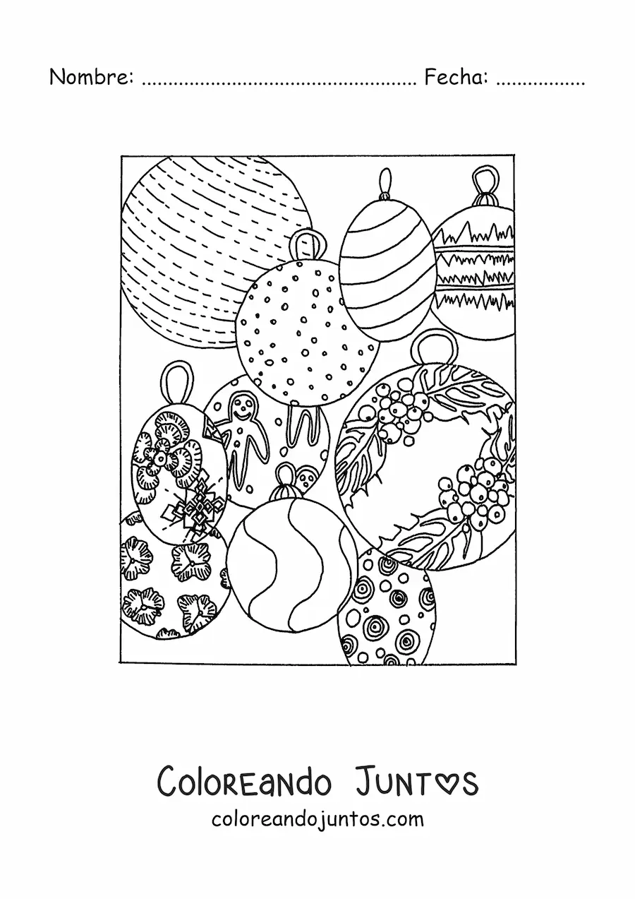 Imagen para colorear de bambalinas de Navidad