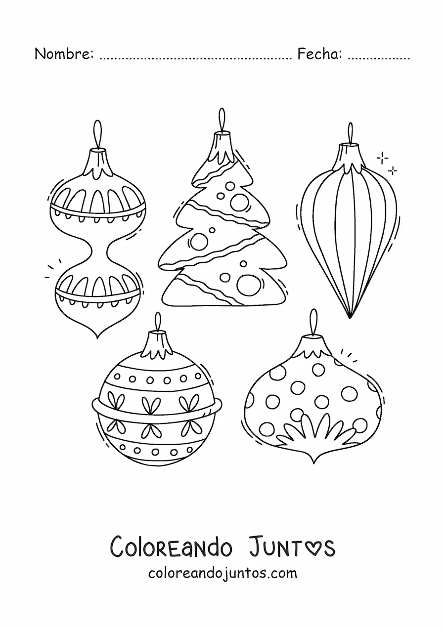Imagen para colorear de bambalinas de Navidad