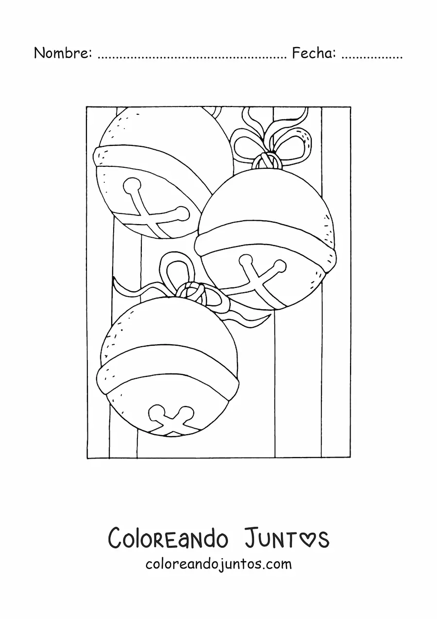Imagen para colorear de cascaveles de Navidad
