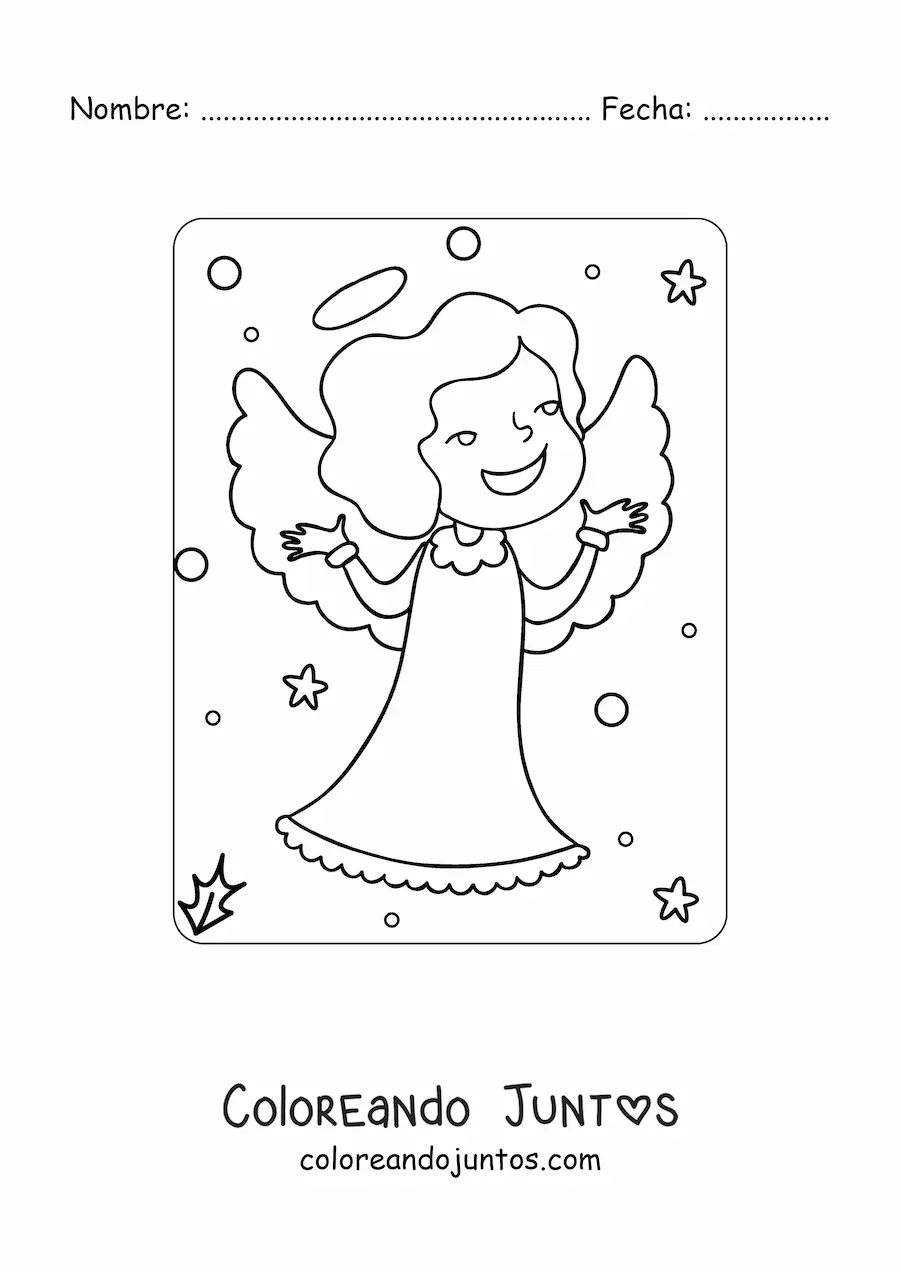 Imagen para colorear de ángel de Navidad