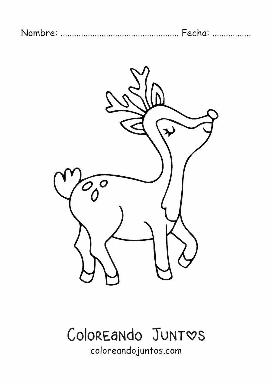 Imagen para colorear de ciervo navideño caminando