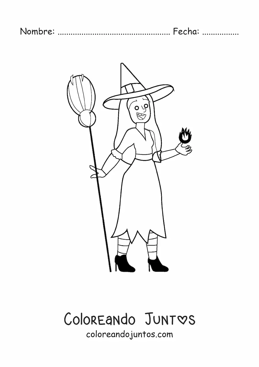 Imagen para colorear de bruja guapa