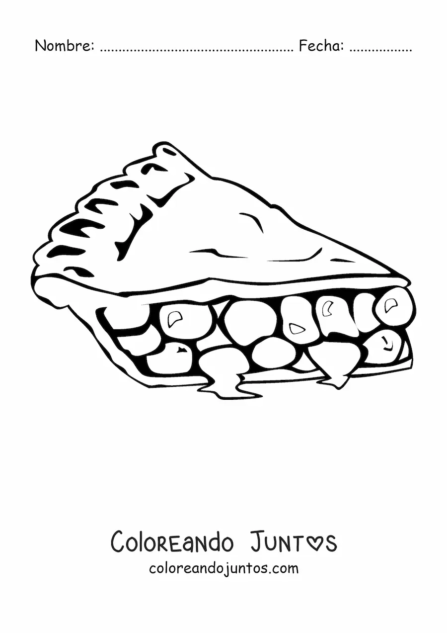 Imagen para colorear de una rebanada de pie de fruta