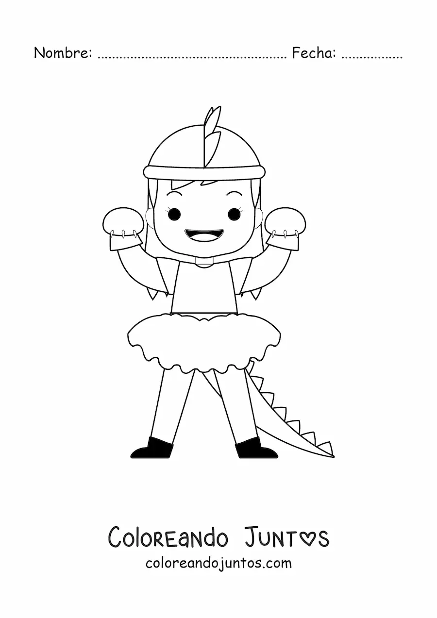 Imagen para colorear de niña disfrazada de monstruo en Halloween