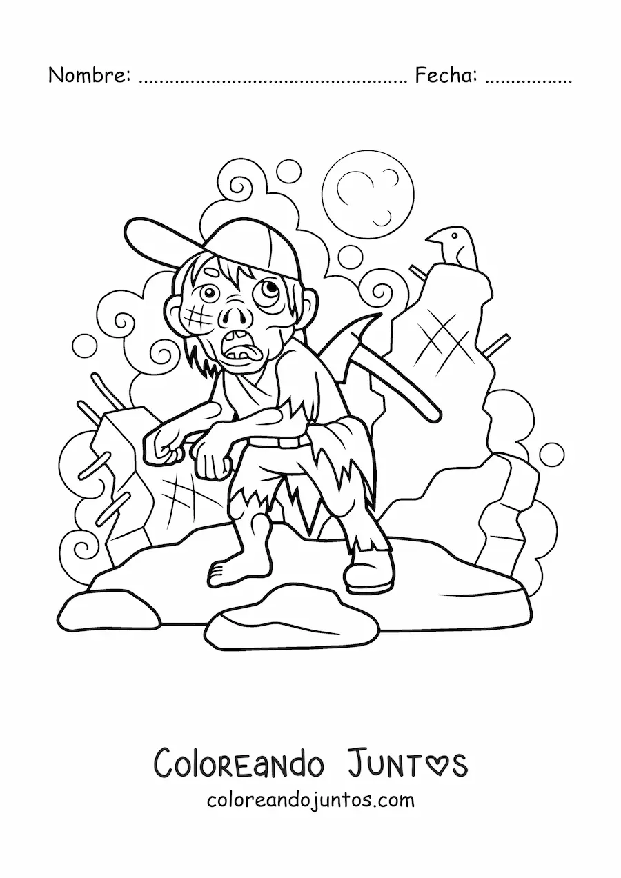 Imagen para colorear de zombie caminando