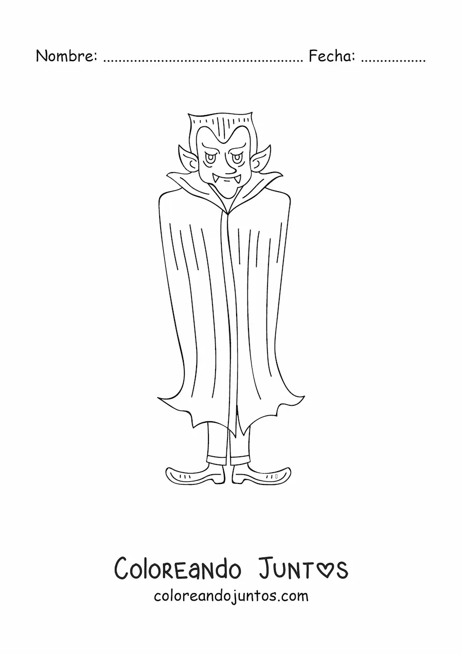 Imagen para colorear de conde Drácula animado
