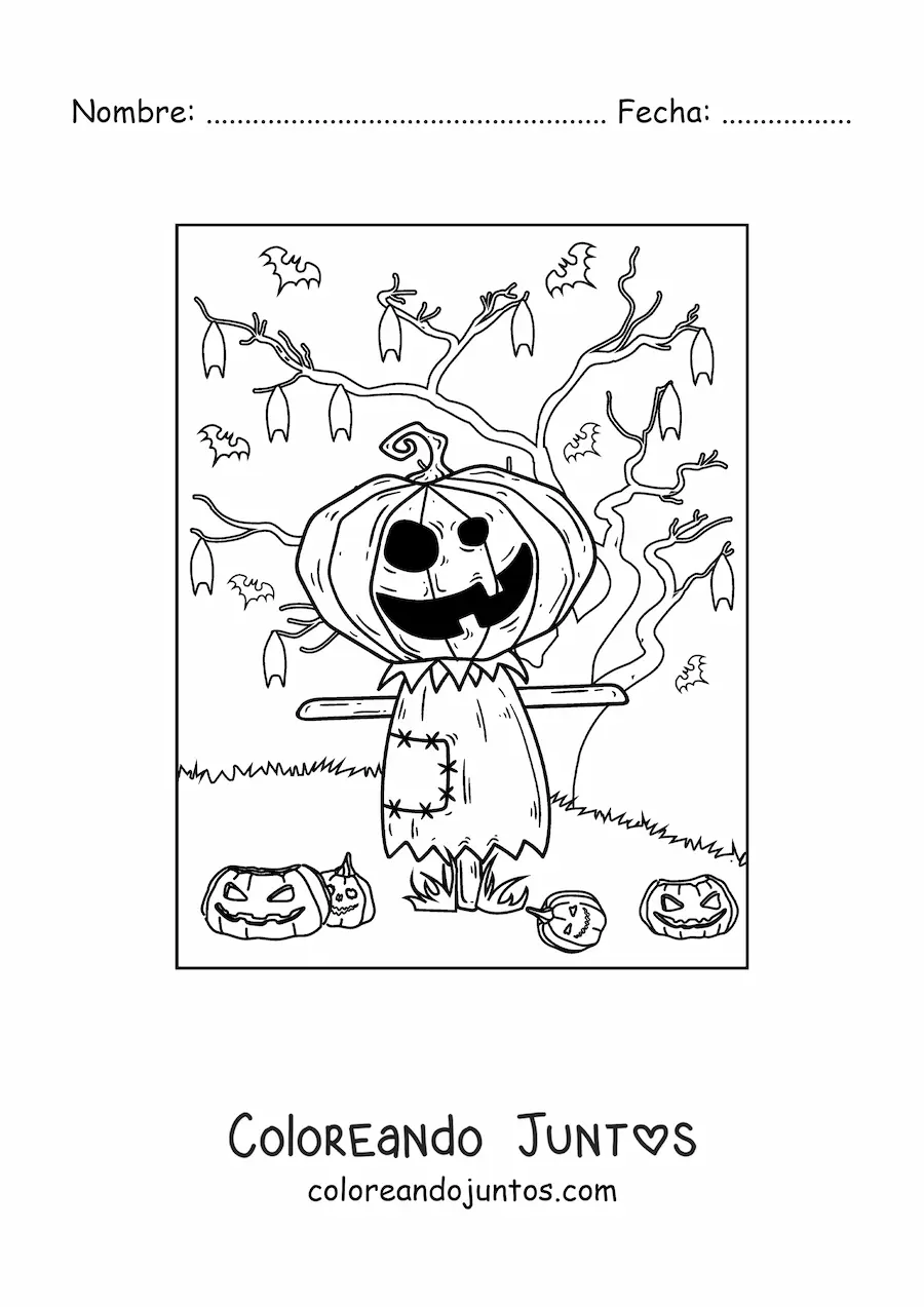 Imagen para colorear de espantapájaros de miedo
