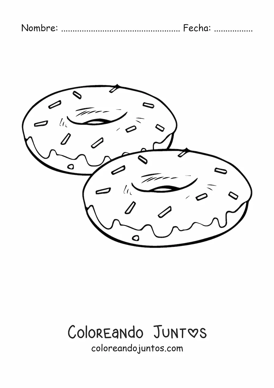 Imagen para colorear de dos donas con chispas