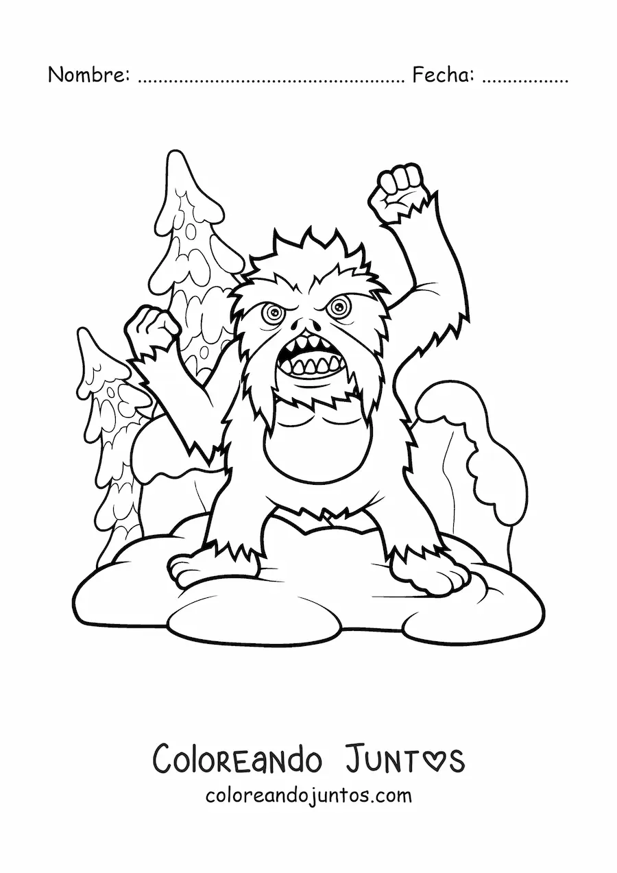 Imagen para colorear de yeti de Halloween