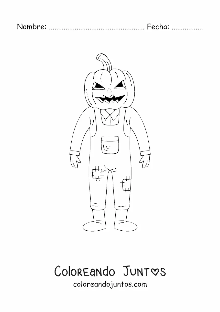 Imagen para colorear de espantapájaros de Halloween de miedo
