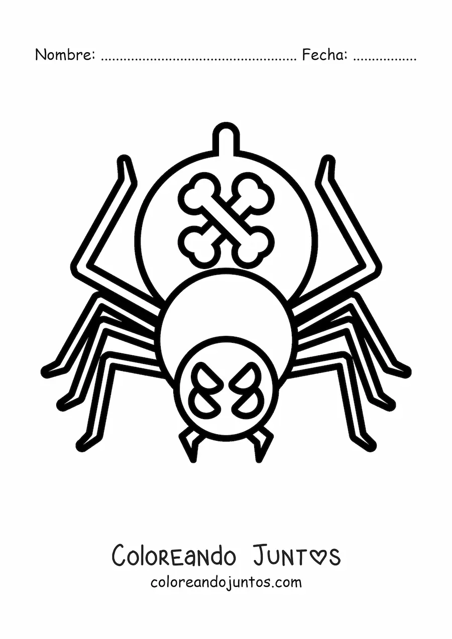 Imagen para colorear de araña animada de Halloween
