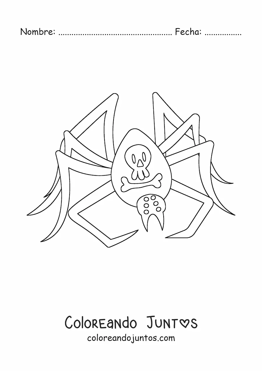Imagen para colorear de araña aterradora de Halloween
