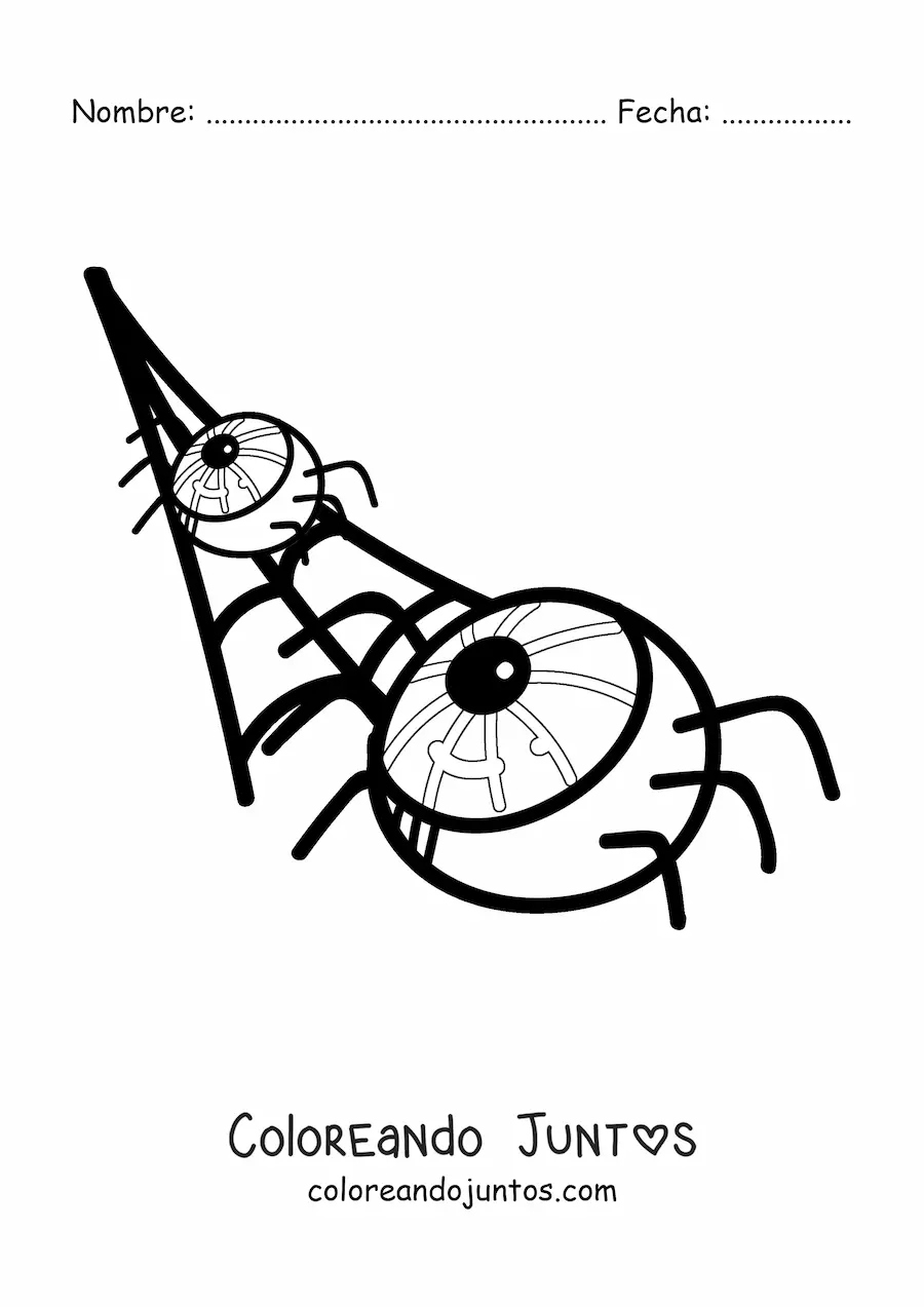Imagen para colorear de araña con forma de ojo de Halloween