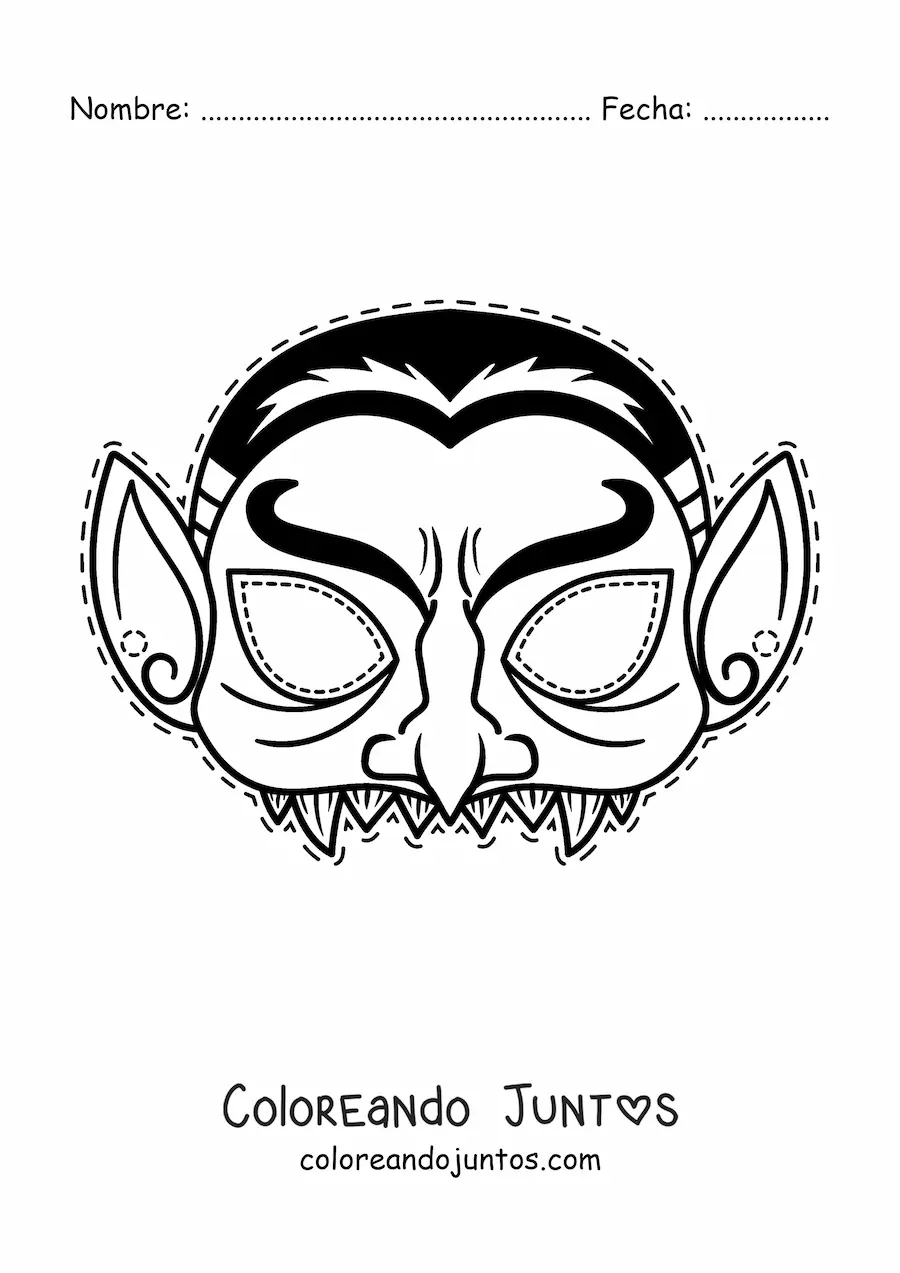 Imagen para colorear de máscara de Halloween de Drácula
