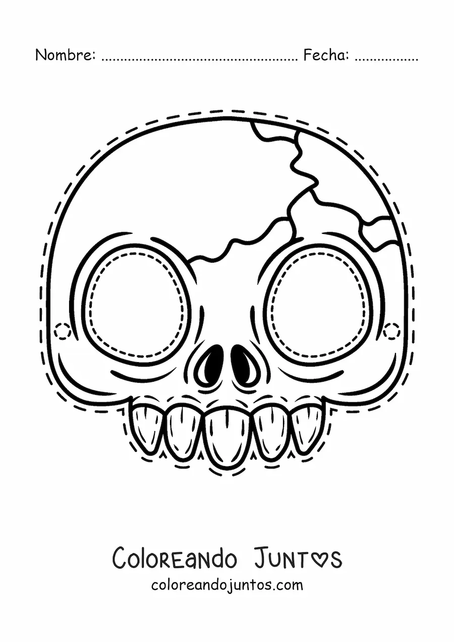 Imagen para colorear de máscara de Halloween de calavera