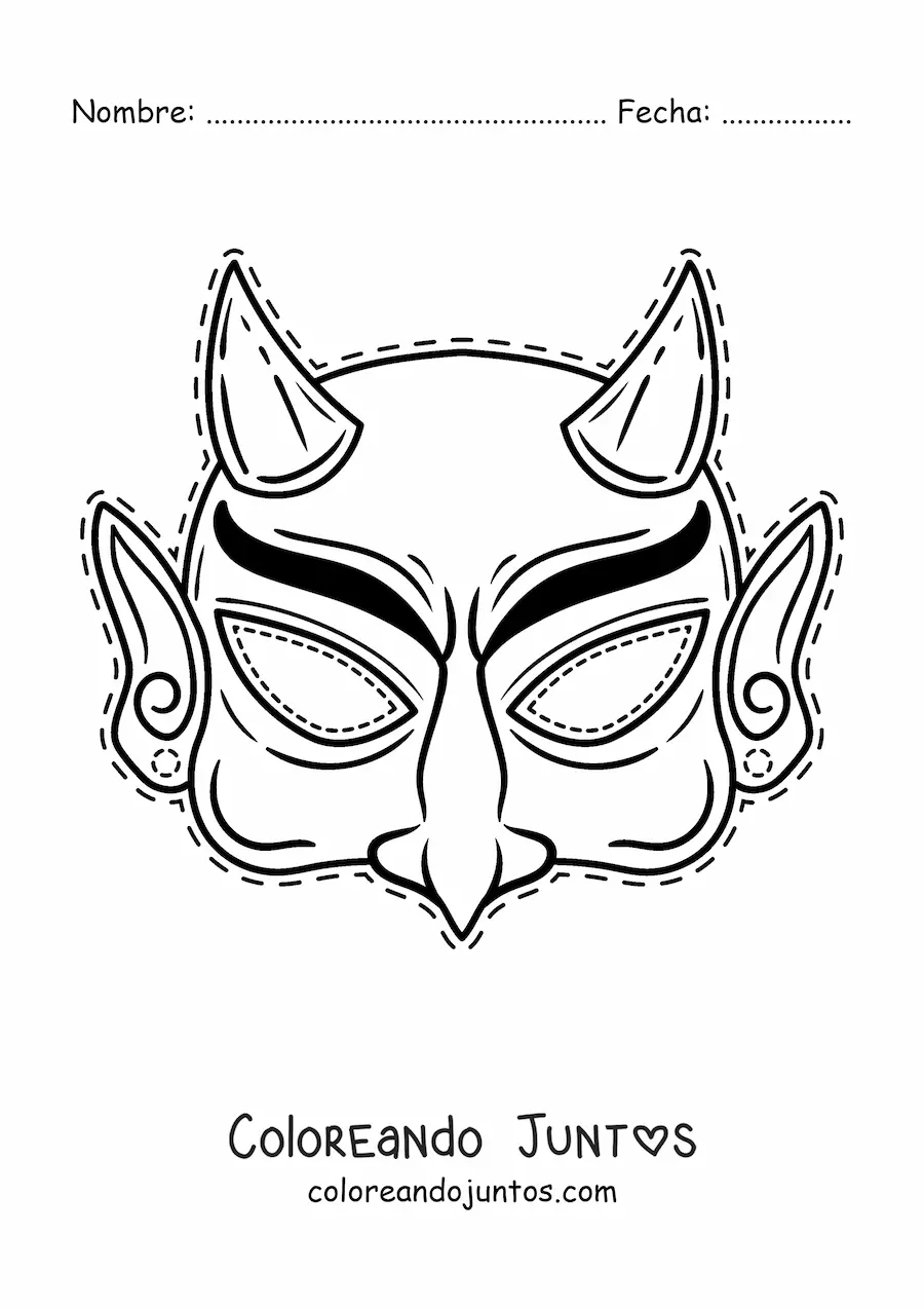 Imagen para colorear de máscara de Halloween de diablo