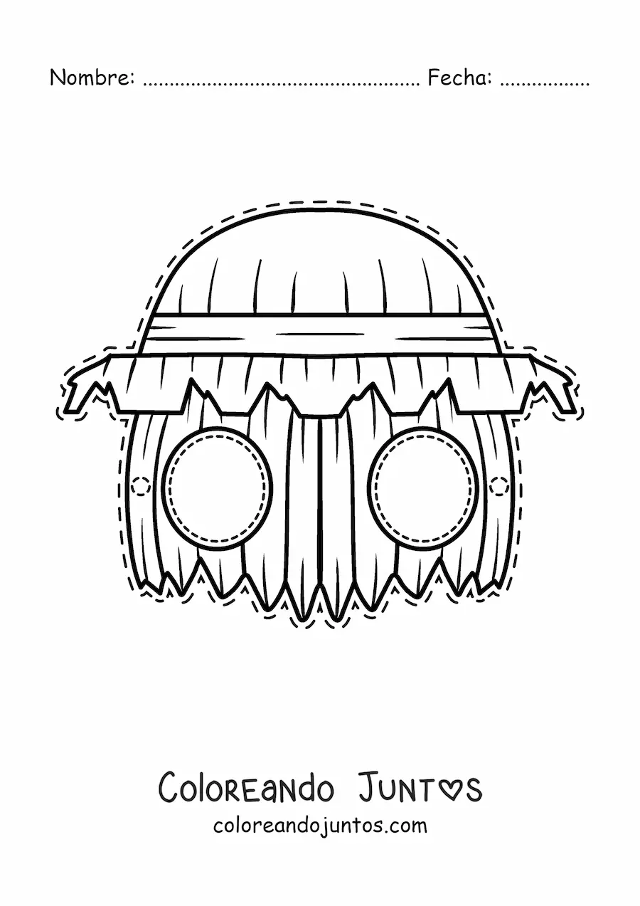 Imagen para colorear de máscara de Halloween de monstruo