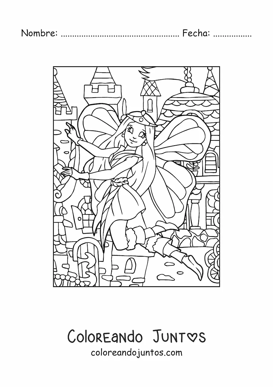 Imagen para colorear de bella princesa hada