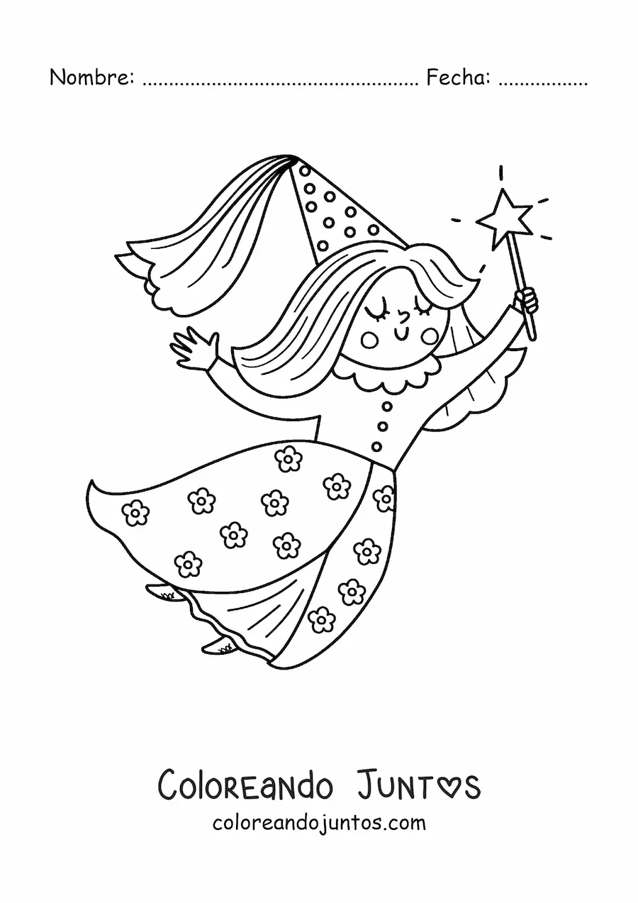 Imagen para colorear de hada madrina kawaii