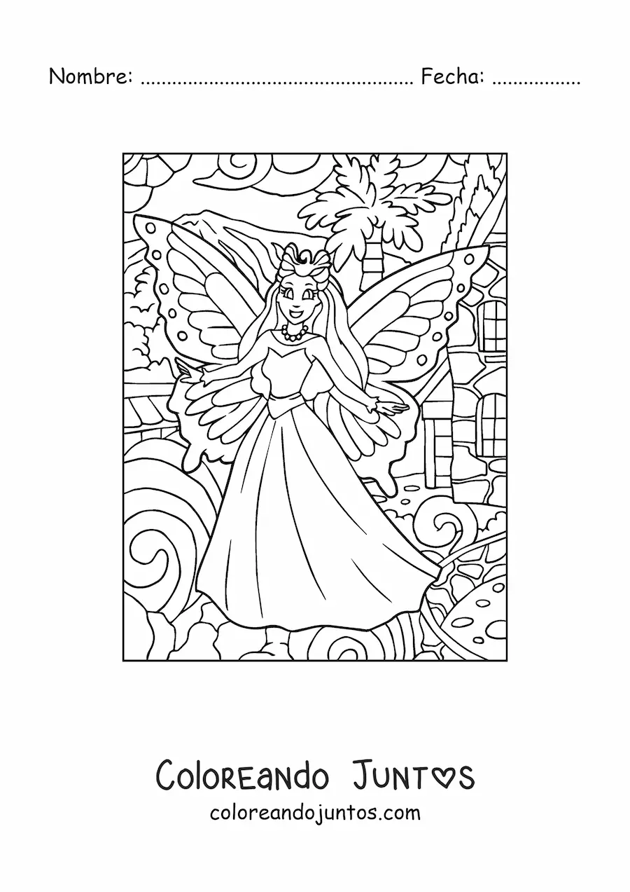 Imagen para colorear de reina de las hadas
