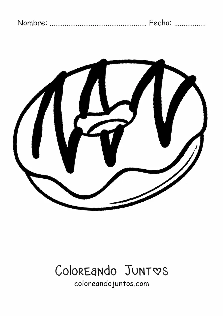 Imagen para colorear de una dona con glaseado