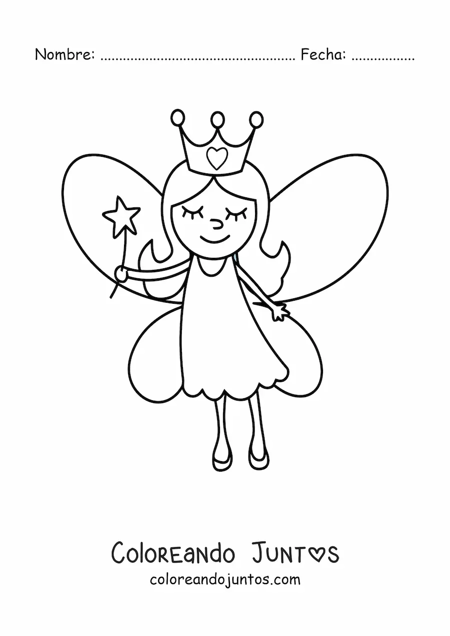 Imagen para colorear de mágica princesa hada kawaii