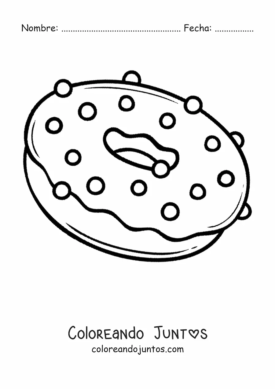 Imagen para colorear de una dona con chispas y glaseado