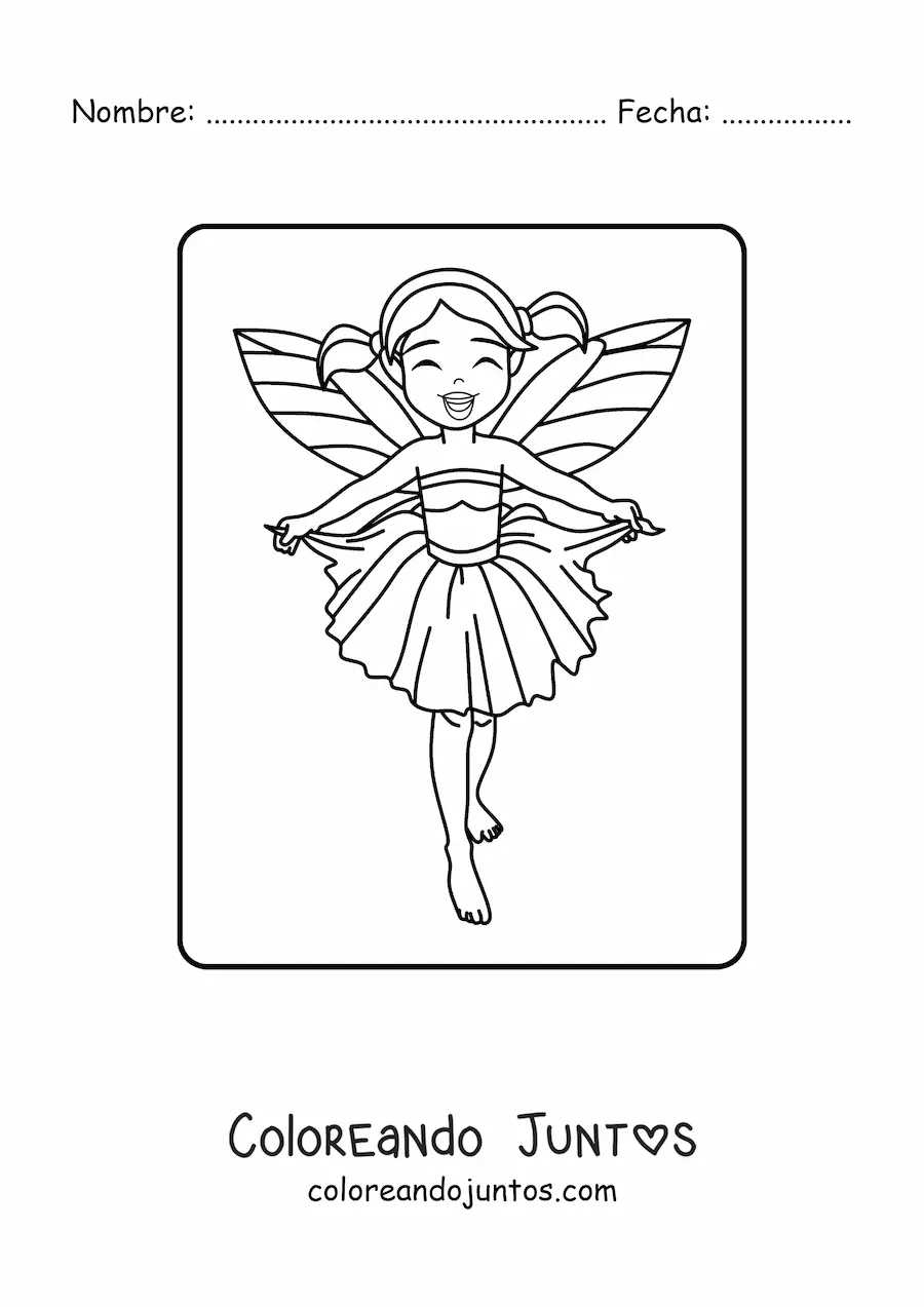 Imagen para colorear de niña hada animada