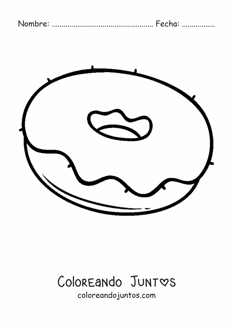 Imagen para colorear de una dona con cobertura