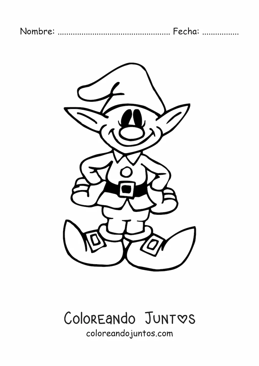 Imagen para colorear de caricatura de un duende