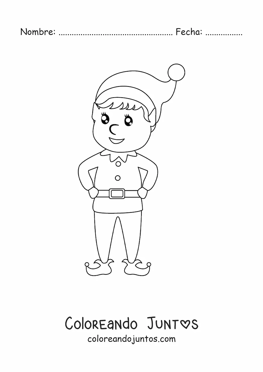 Imagen para colorear de duende kawaii