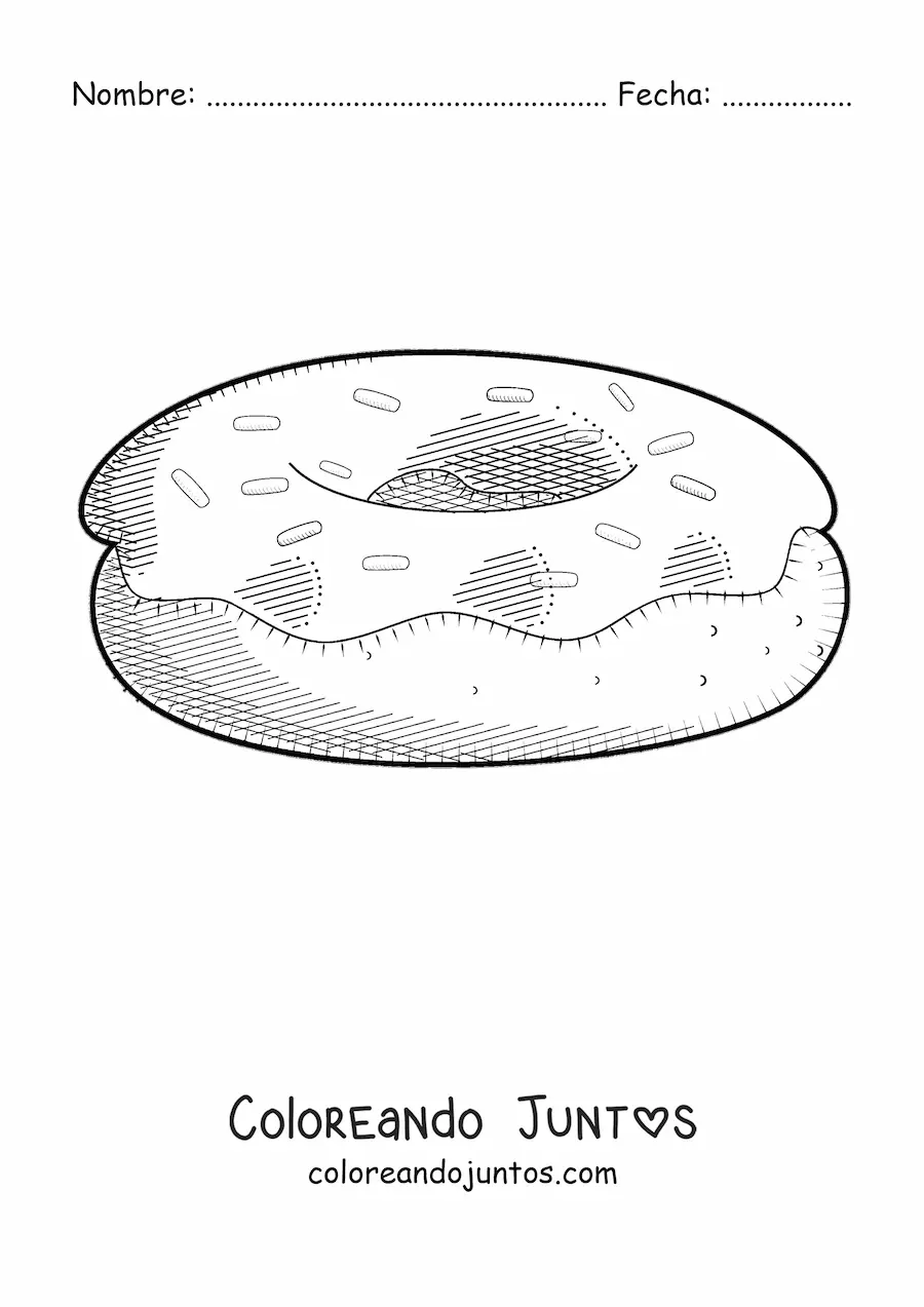 Imagen para colorear de una dona con glaseado y chispas