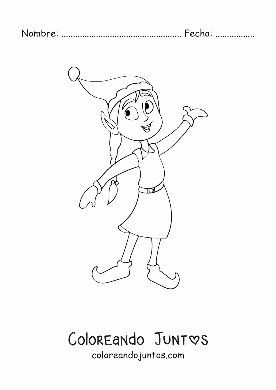 Imagen para colorear de chica duende animada