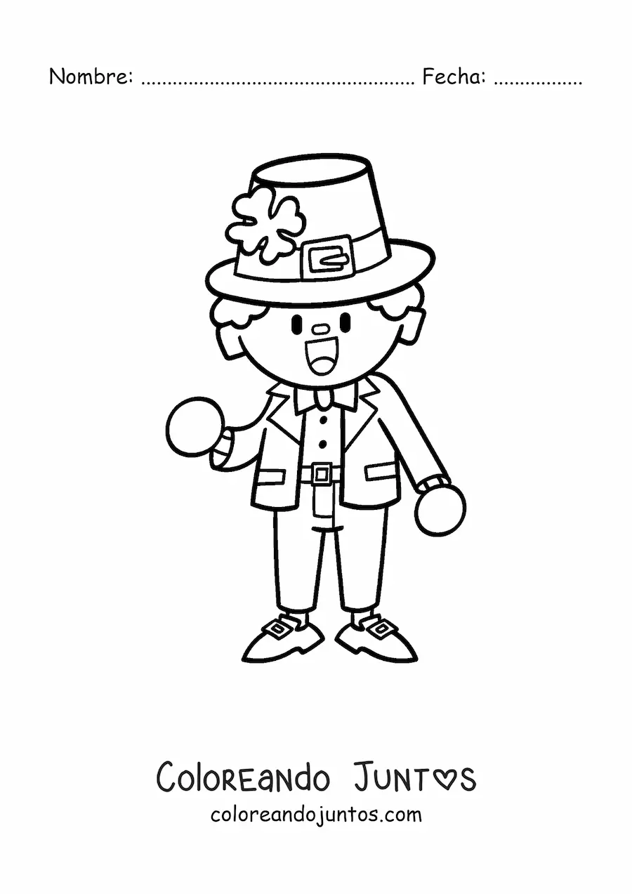 Imagen para colorear de duende irlandés de la suerte