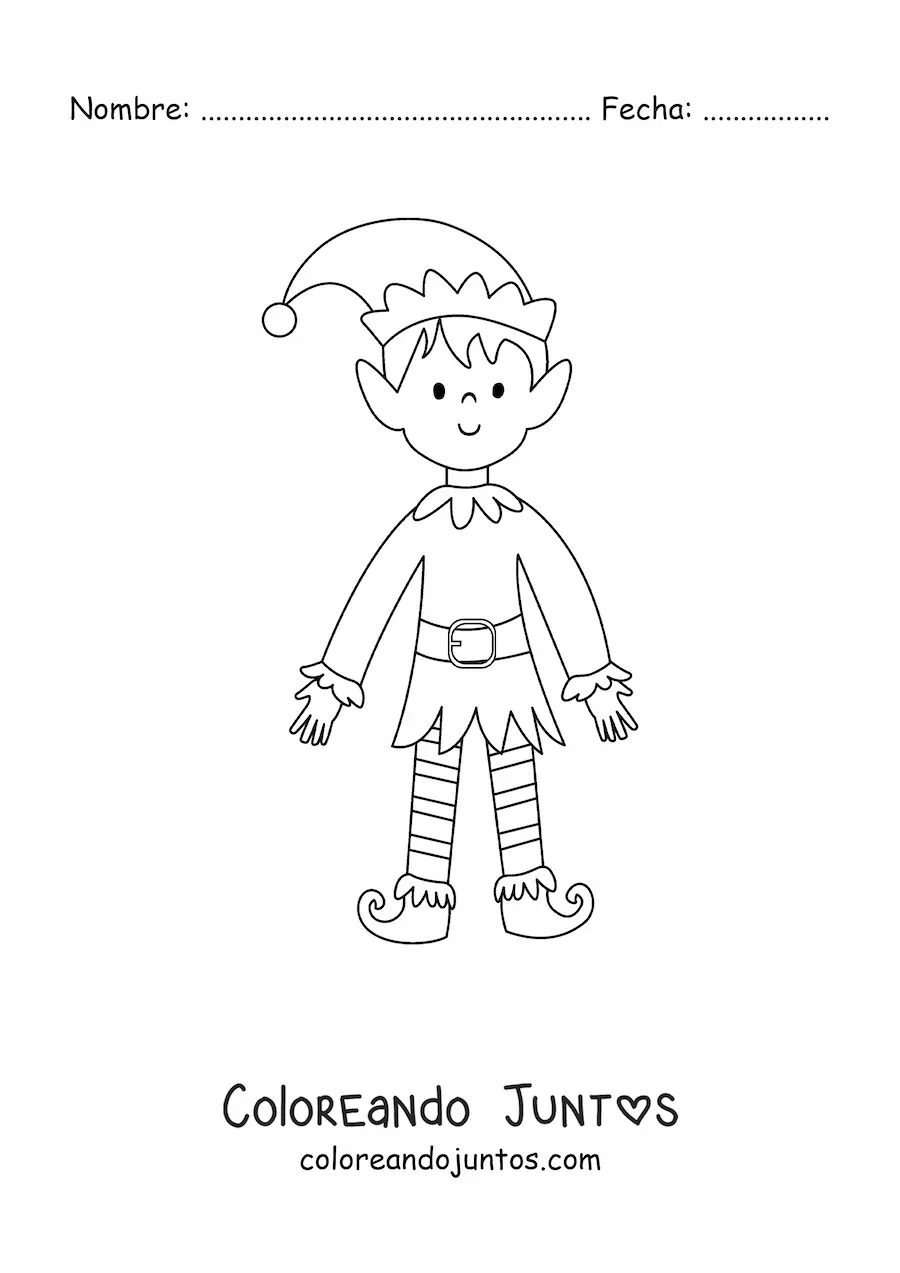 Imagen para colorear de duende bonito