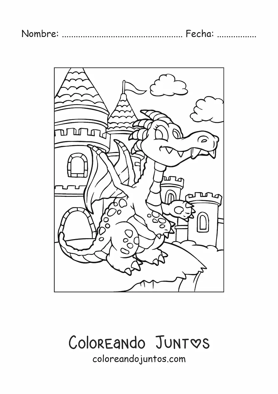 Imagen para colorear de dragón animado grande