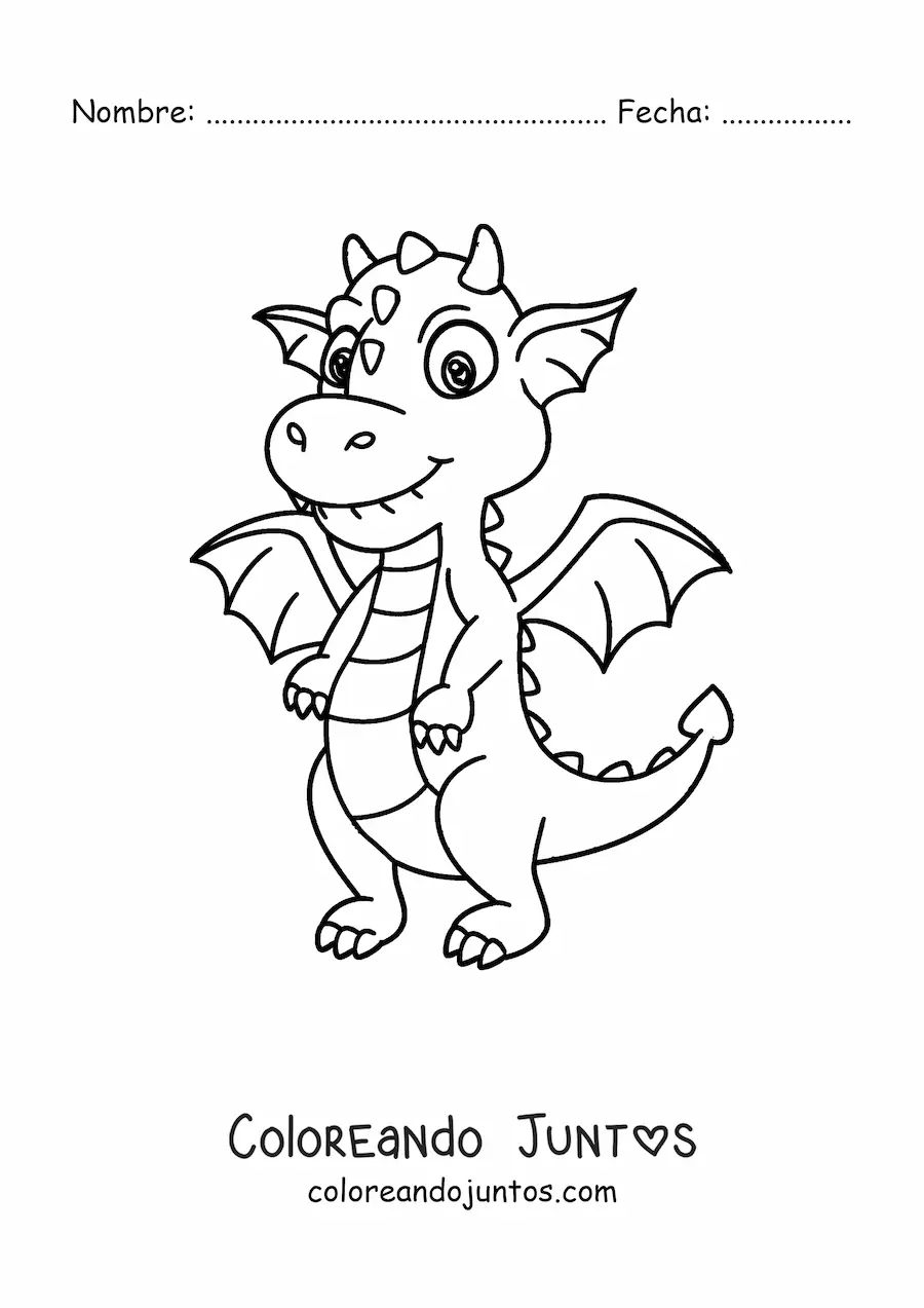 Imagen para colorear de dragón bebé animado tierno