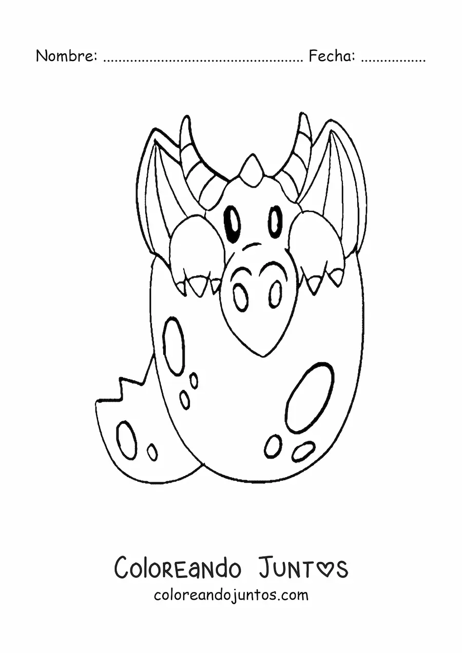 Imagen para colorear de huevo con dragón bebé