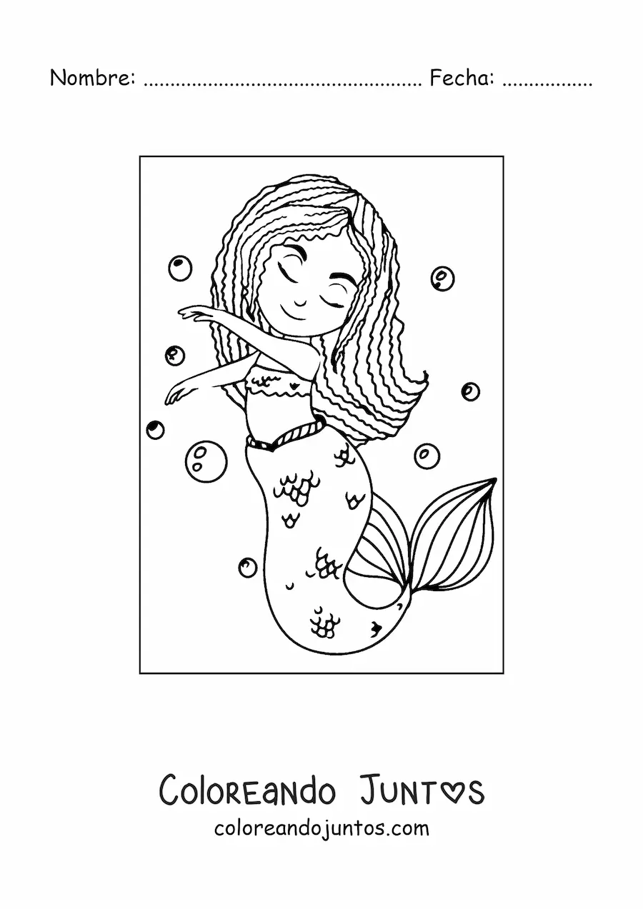 Imagen para colorear de sirena bailando