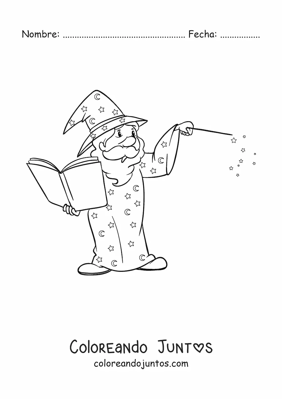 Imagen para colorear de hechicero en movimiento