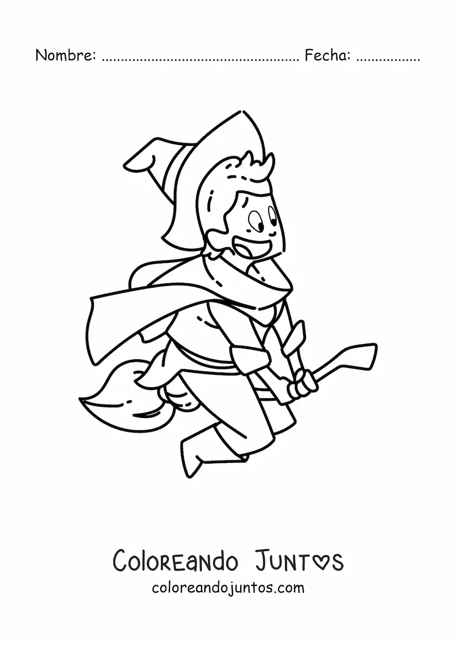 Imagen para colorear de hechicero volando en su escoba