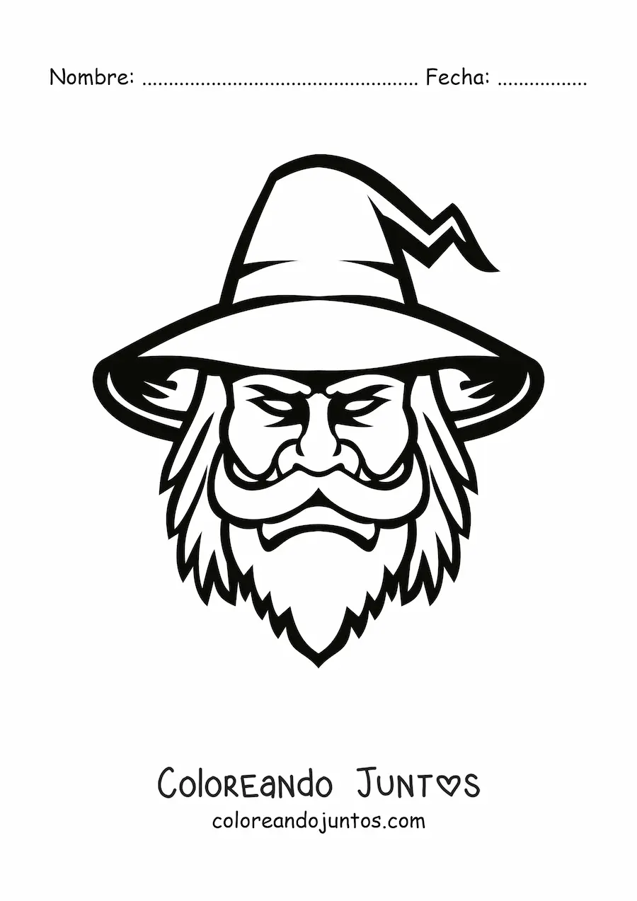 Imagen para colorear de cara de un hechicero malvado