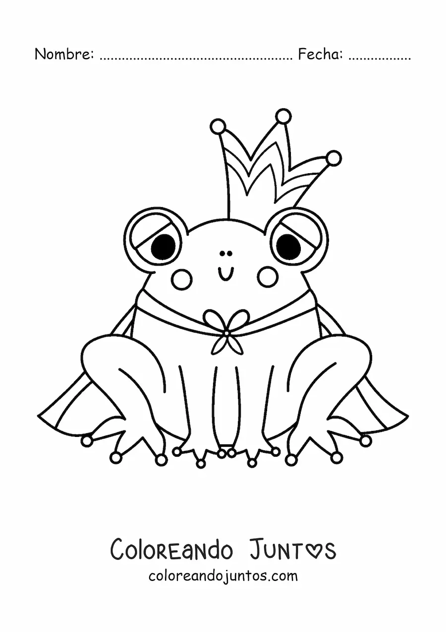 Imagen para colorear de príncipe kawaii convertido en sapo